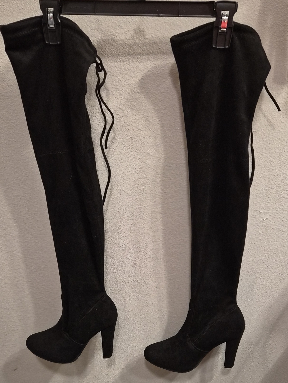 Black Over-the-Knee High Heel Boots - Women